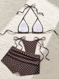 Summer Women's Polka Dot Bikini Three-Piece Set