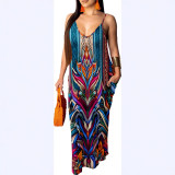 Summer Women's Loose Sleeveless V-Neck Strap Dress