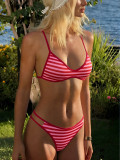 Summer Women's Printed Lace-Up Low Waist Bikini Two-Piece Swimwear
