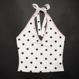 Summer Women's Sweet Polka Dot Halter Neck Tight Shorts Set
