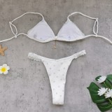 Summer Women's Printed Lace-Up Low Waist Bikini Two-Piece Swimwear
