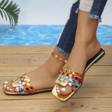 Plus Size Women's Woven Flat Sandals