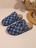 Plus Size Women's Plaid Platform Slippers