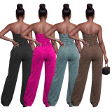 Summer Women's Casual Strapless Wide Leg Jumpsuit