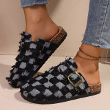 Plus Size Women's Plaid Platform Slippers