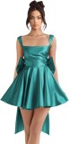 Women's Satin Bow Strap Cocktail Mini Dress（Processing time need 3-6 days）