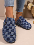 Plus Size Women's Plaid Platform Slippers