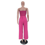 Summer Women's Casual Strapless Wide Leg Jumpsuit