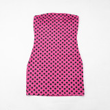 Summer Women's Polka Dot Strapless Bodycon Mini Dress
