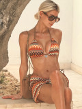 Summer Women's Halter Neck Bikini Three-Piece Swimwear Set