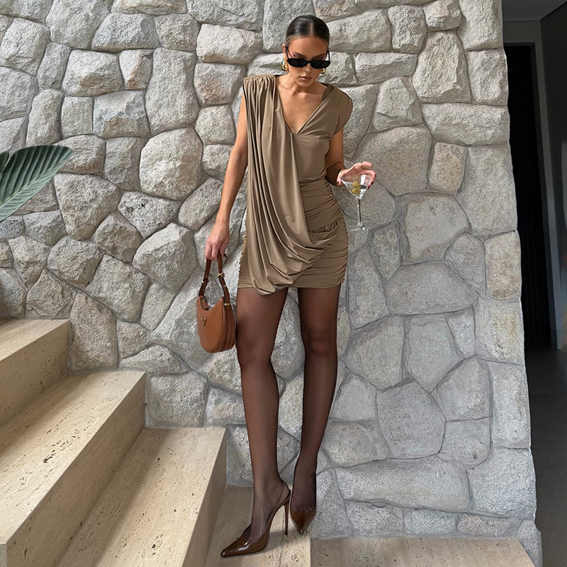 Solid Sleeveless Mini Dress for Summer Casual Outings