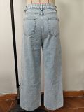 Women's Beaded Denim Straight Leg Jeans