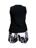 Plus Size Women's Casual Sleeveless Tank Drawstring Shorts Set