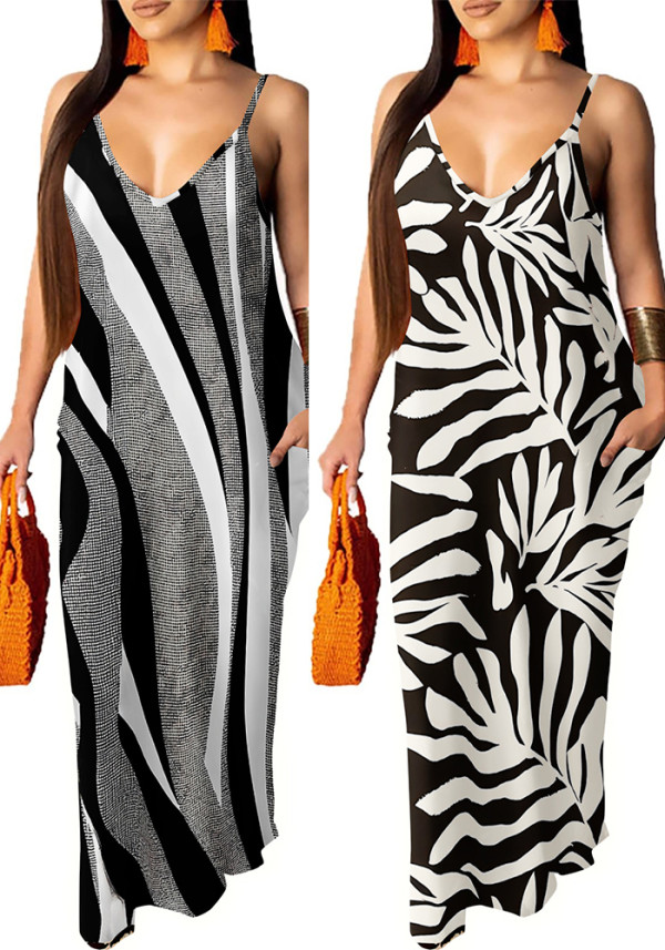 Summer Women's Loose Sleeveless V-Neck Strap Dress