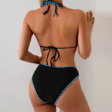 Summer Women's Lace Blue Printed Bikini Set