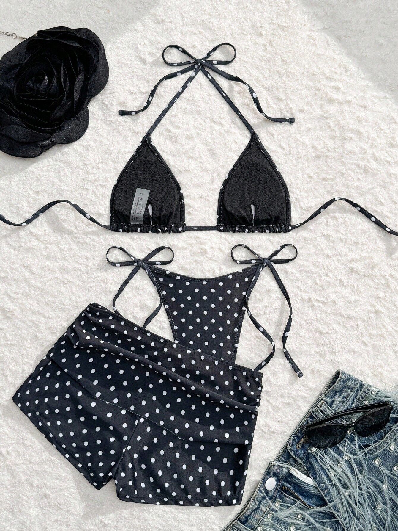 Polka Dot Three-Piece Bikini Set for Summer Holidays