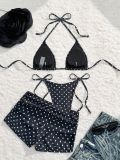 Summer Women's Polka Dot Bikini Three-Piece Set