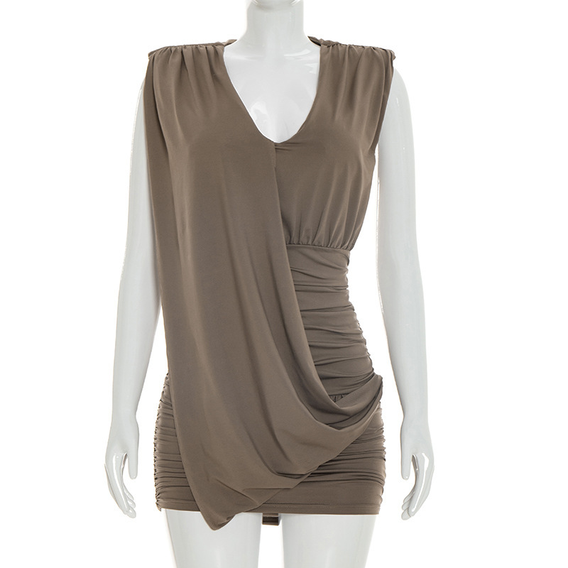 Solid Sleeveless Mini Dress for Summer Casual Outings