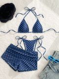 Summer Women's Polka Dot Bikini Three-Piece Set