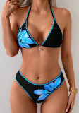 Summer Women's Lace Blue Printed Bikini Set