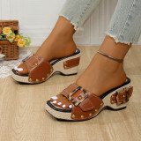 Plus Size Women's Platform Studded Sandals