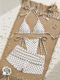 Summer Women's Polka Dot Bikini Three-Piece Set