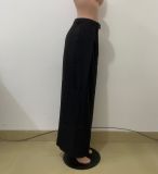 Spring Summer Women's Casual High Waist Pleated Wide Leg Pants