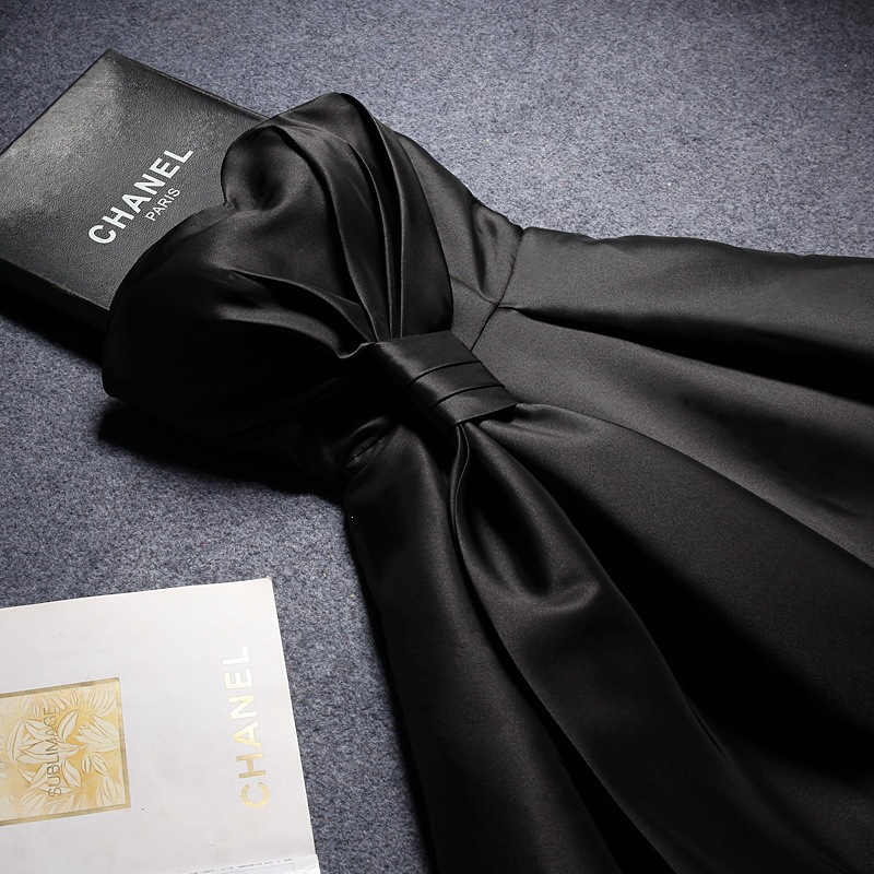 Strapless Satin Black Party Dress for Evening Events
