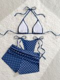 Summer Women's Polka Dot Bikini Three-Piece Set