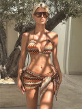 Summer Women's Halter Neck Bikini Three-Piece Swimwear Set