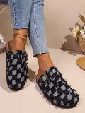 Plus Size Women's Plaid Platform Slippers