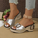 Plus Size Women's Platform Studded Sandals