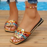 Plus Size Women's Woven Flat Sandals