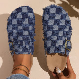 Plus Size Women's Plaid Platform Slippers