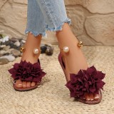 Plus Size Women's Pearl Slip-On Sandals
