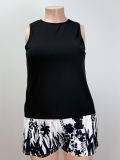 Plus Size Women's Casual Sleeveless Tank Drawstring Shorts Set