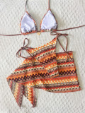 Summer Women's Halter Neck Bikini Three-Piece Swimwear Set