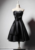 Women's Chic Strapless Satin Black Party Dress（Processing time need 3-6 days）