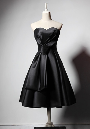 Women's Chic Strapless Satin Black Party Dress（Processing time need 3-6 days）