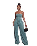 Summer Women's Casual Strapless Wide Leg Jumpsuit