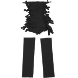 Summer Women's Strapless Lace-Up Hollow Jumpsuit Set