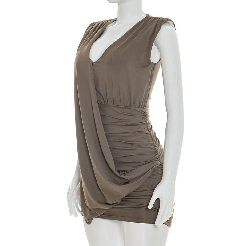 Solid Sleeveless Mini Dress for Summer Casual Outings