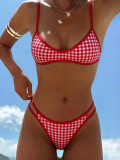Summer Women's Printed Lace-Up Low Waist Bikini Two-Piece Swimwear