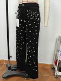 Women's Beaded Denim Straight Leg Jeans