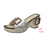 Plus Size Women's Platform Studded Sandals