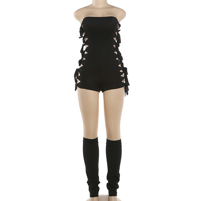 Strapless Lace-Up Hollow Jumpsuit Set for Summer Parties