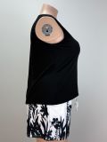Plus Size Women's Casual Sleeveless Tank Drawstring Shorts Set