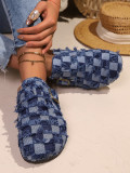 Plus Size Women's Plaid Platform Slippers