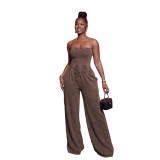 Summer Women's Casual Strapless Wide Leg Jumpsuit