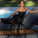 Summer Women's Lace Patchwork Off Shoulder Low Back Long Dress
